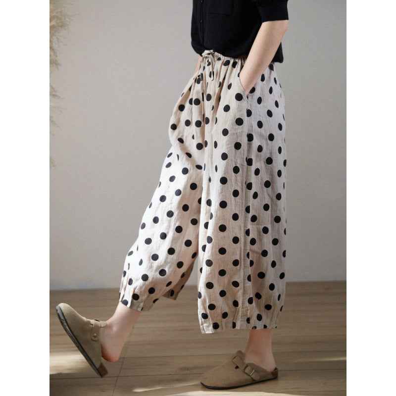 Loose-fitting Plus-size Cotton-linen Harem Pants for Women