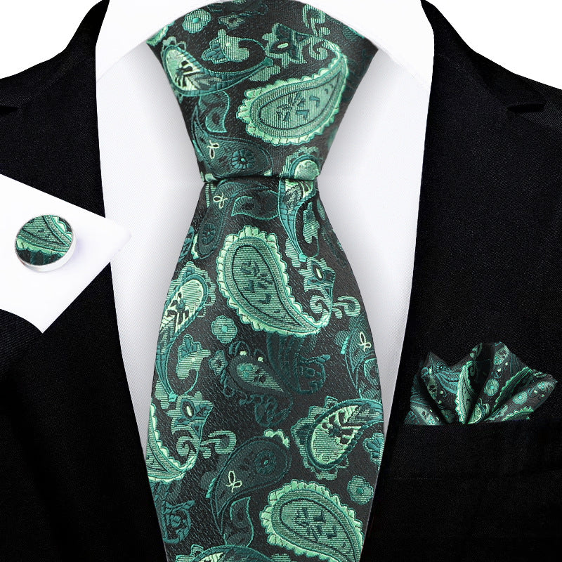 Jacquard Embroidered Tie with Cashew Pattern Design - Neon North Clothing