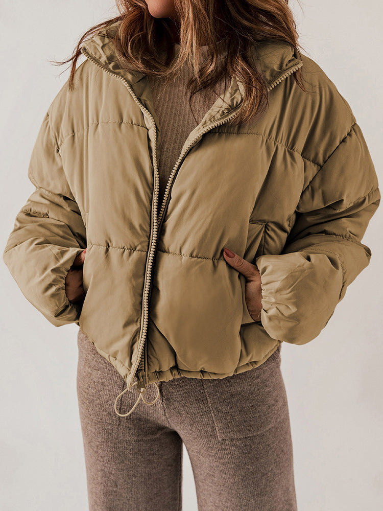 Thickened Warm Leisure Women's Cotton-Padded Jacket with Stand-Up Collar