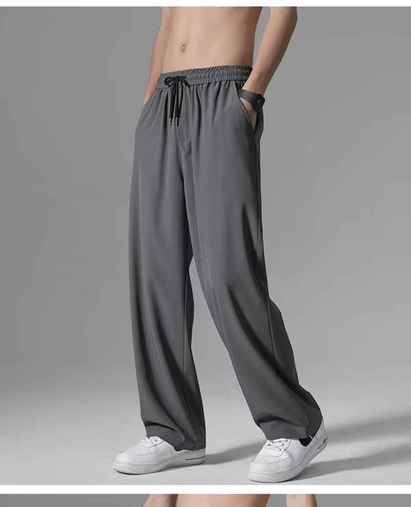 Ice Silk Summer Pants for Men - Thin Quick-Drying Wide-Leg Sweatpants