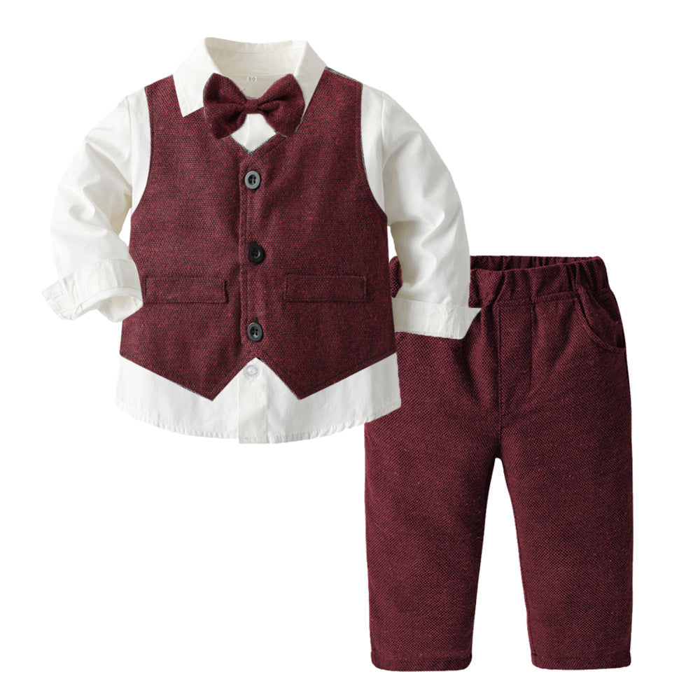 Boys Autumn Clothing Set - Three-Piece Cotton Suit for Children