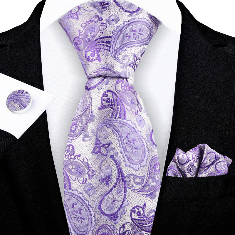 Jacquard Embroidered Tie with Cashew Pattern Design - Neon North Clothing