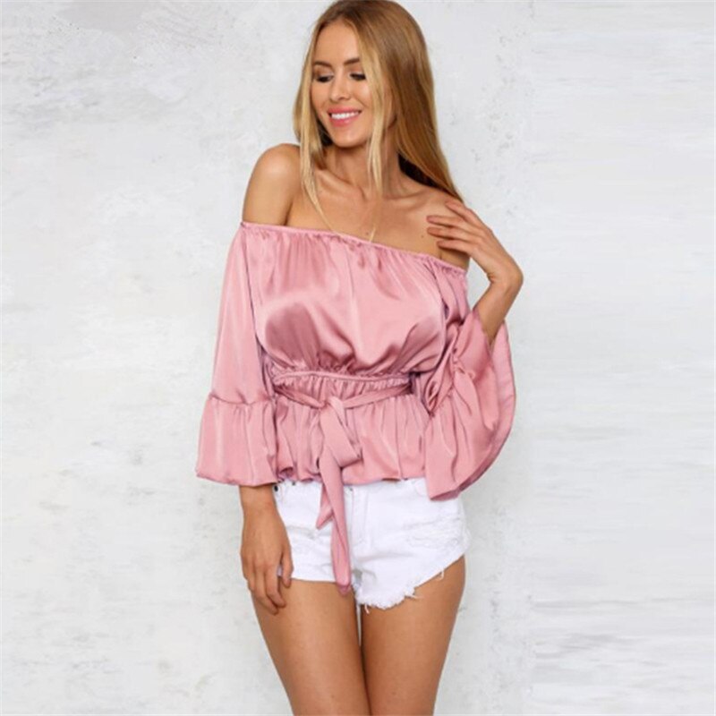 Slash Neck Butterfly Sleeve Tunic Elegant Blouse for Effortless Style - Neon North Clothing