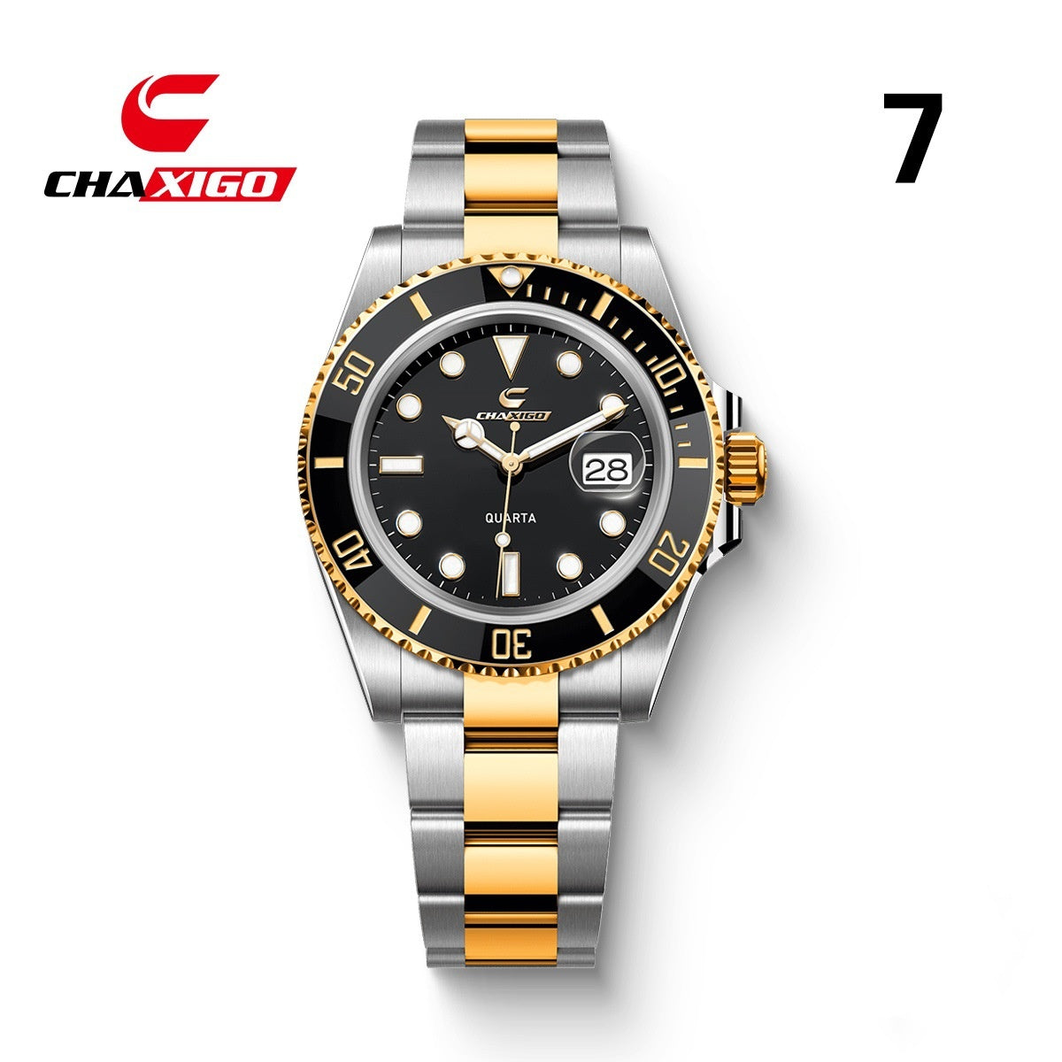 CHAXIGO Swiss Submariner Style Waterproof Versatile Alloy Quartz Watch - Neon North Clothing