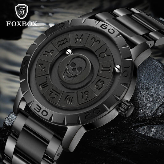 FOXBOX Skull Head  Magnetic Levitation Multi-Functional Waterproof Quartz Watch - Neon North Clothing