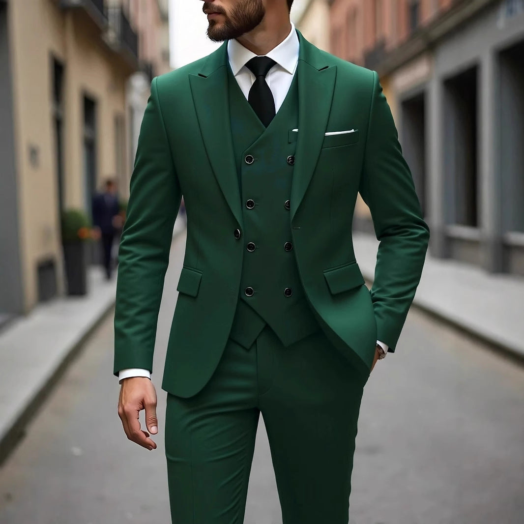 Double-breasted Three-Piece Suit Set for Men – Stylish Business Attire