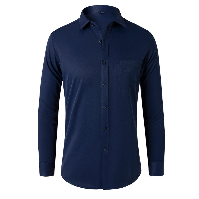 Solid Color Long Sleeve Men's Shirt - Slim Fit Casual Wear