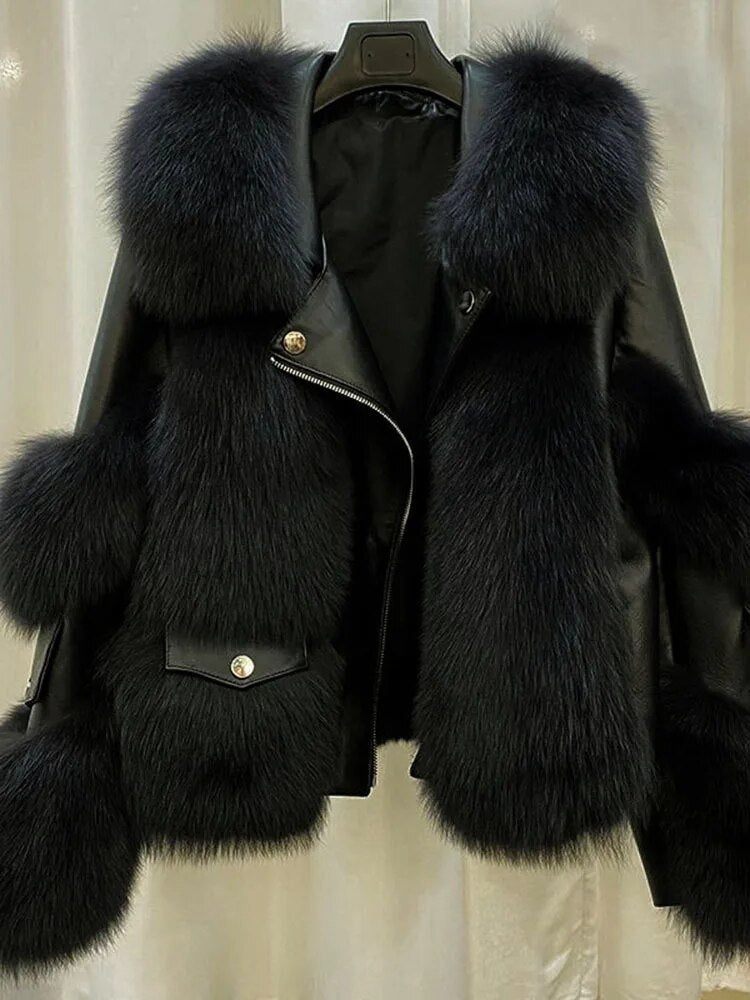 Lapel Full Sleeve Zipper Elegant Warm Thick Jacket - Neon North Clothing