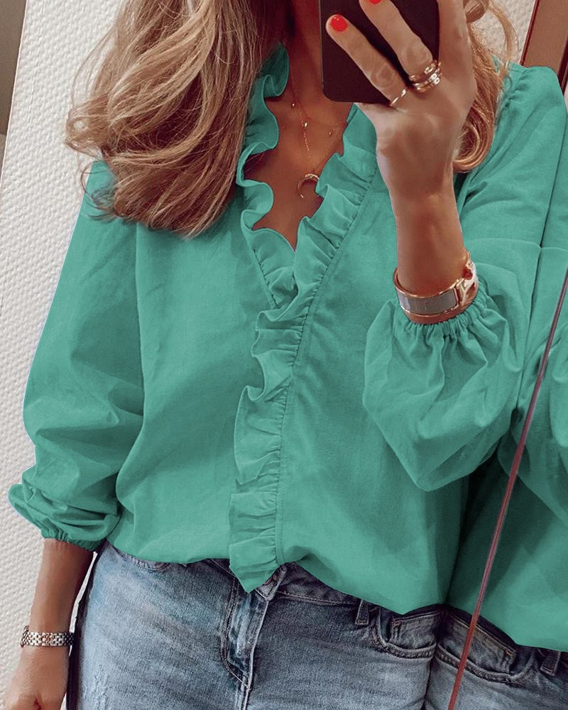 New Long Sleeved Ruffled Shirt for Effortless Style - Neon North Clothing