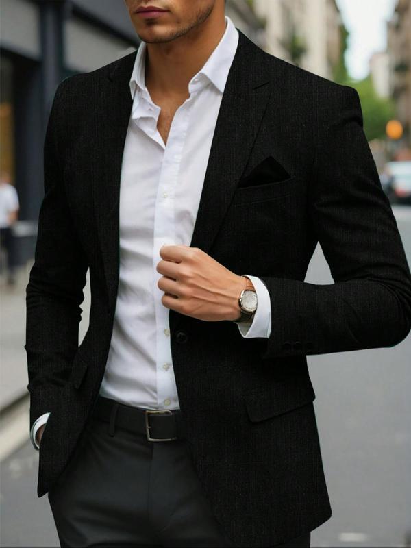 Men's Blazer Business Formal Solid Color Single Button