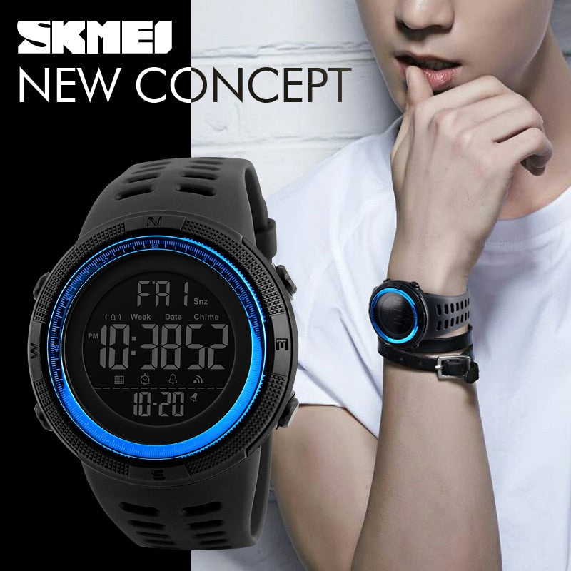 Men's Digital Military Dive Watch - 50m Waterproof Sports LED Timepiece - Neon North Clothing