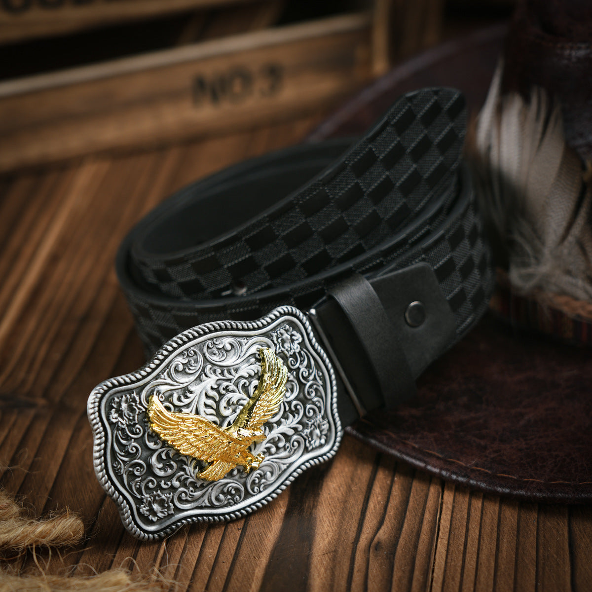 Punk Leather Denim Belt with Unique Wildlife Style Buckle - Neon North Clothing