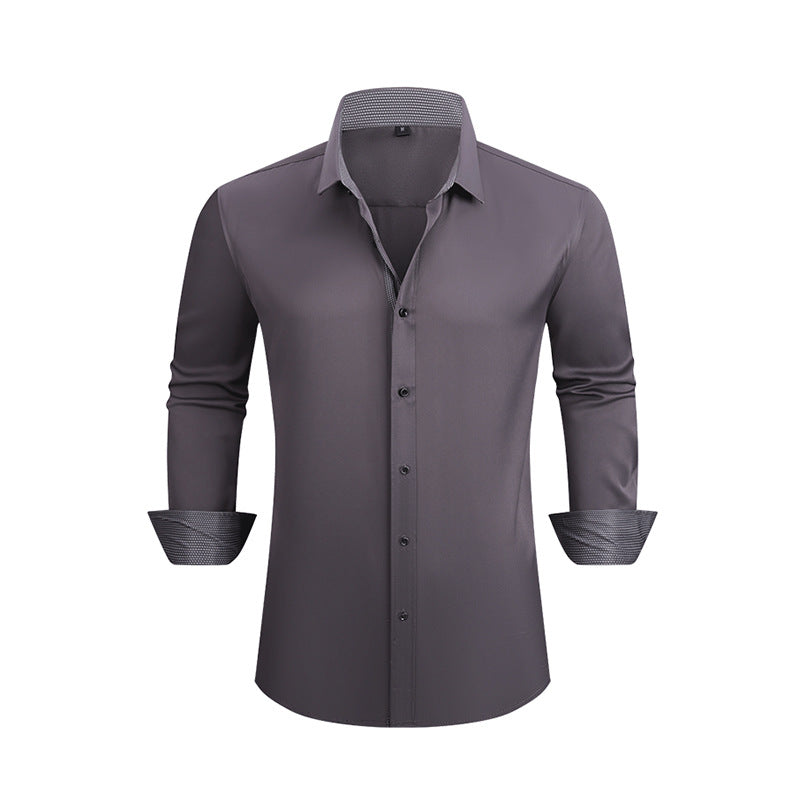 Men's Stretch Business Casual Shirt - Long-sleeved Slim Fit with Four-way Stretch