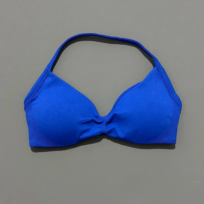 Strappy Backless Yoga Gym Bra with Push-up Removable Cups - Neon North Clothing