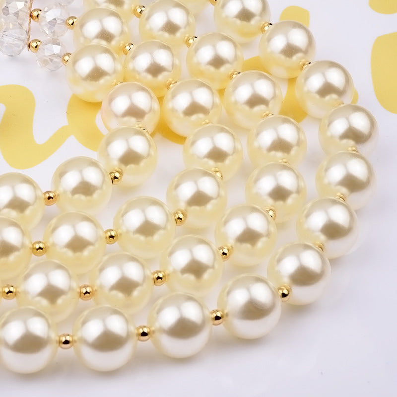Crystal Pearl Jewelry Set: Long Necklace and Earrings Set