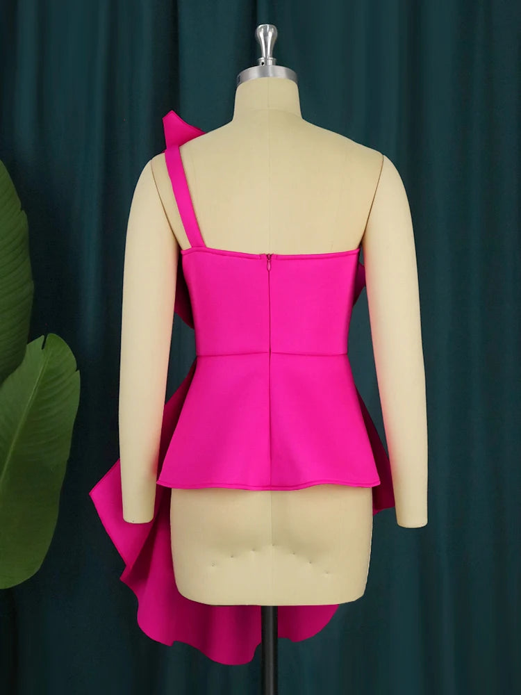 Ruffle Slim Ladies Blouse for Irregular Stylish Night Out - Neon North Clothing