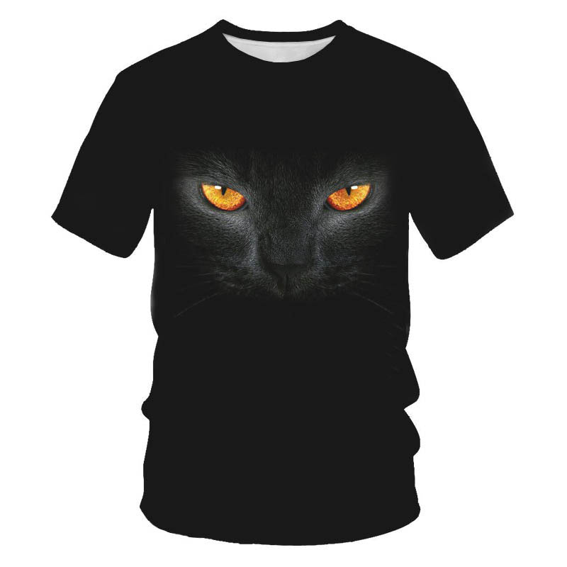 Digital Print Short Sleeve Cute Cat Men's T-shirt - Neon North Clothing