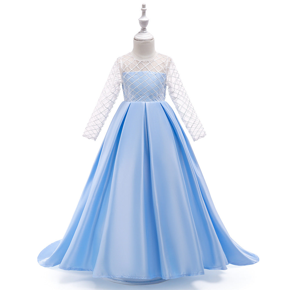Mesh Long Sleeve Girls Dress for Elegant Casual Wear