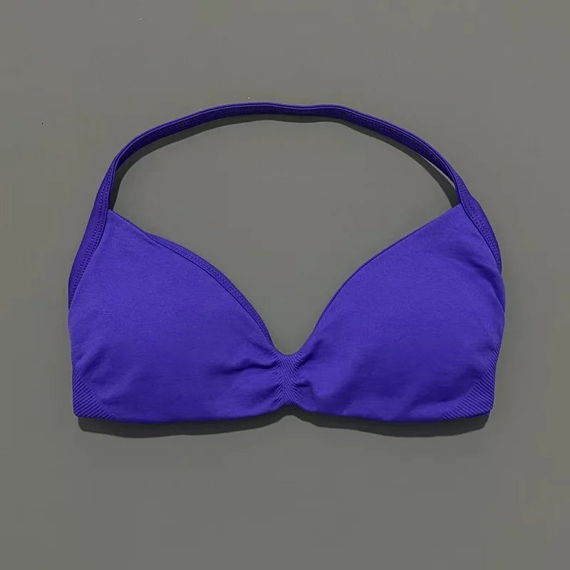 Strappy Backless Yoga Gym Bra with Push-up Removable Cups - Neon North Clothing