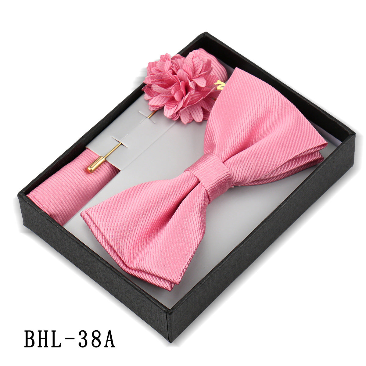 Men's Bow Tie Pocket Square Set with Brooch - Solid Color Elegance - Neon North Clothing