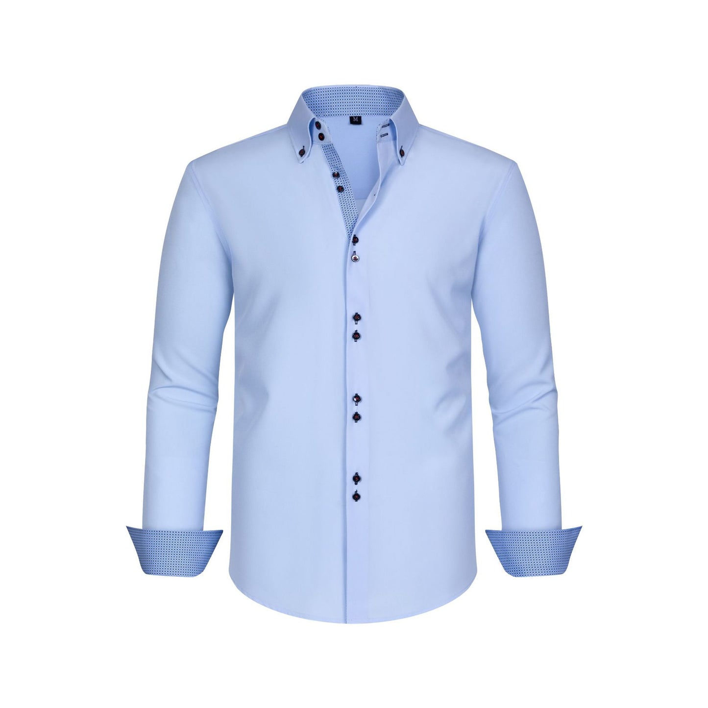 Mens Colorblock Polka Dot Shirt with Four-Way Stretch for Ultimate Comfort