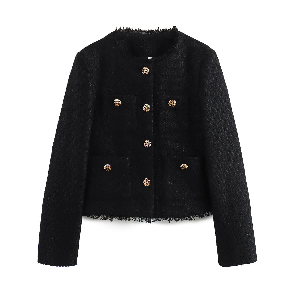 Chic Three-Color Single Breasted Shimmer Texture Tweed Jacket - Neon North Clothing