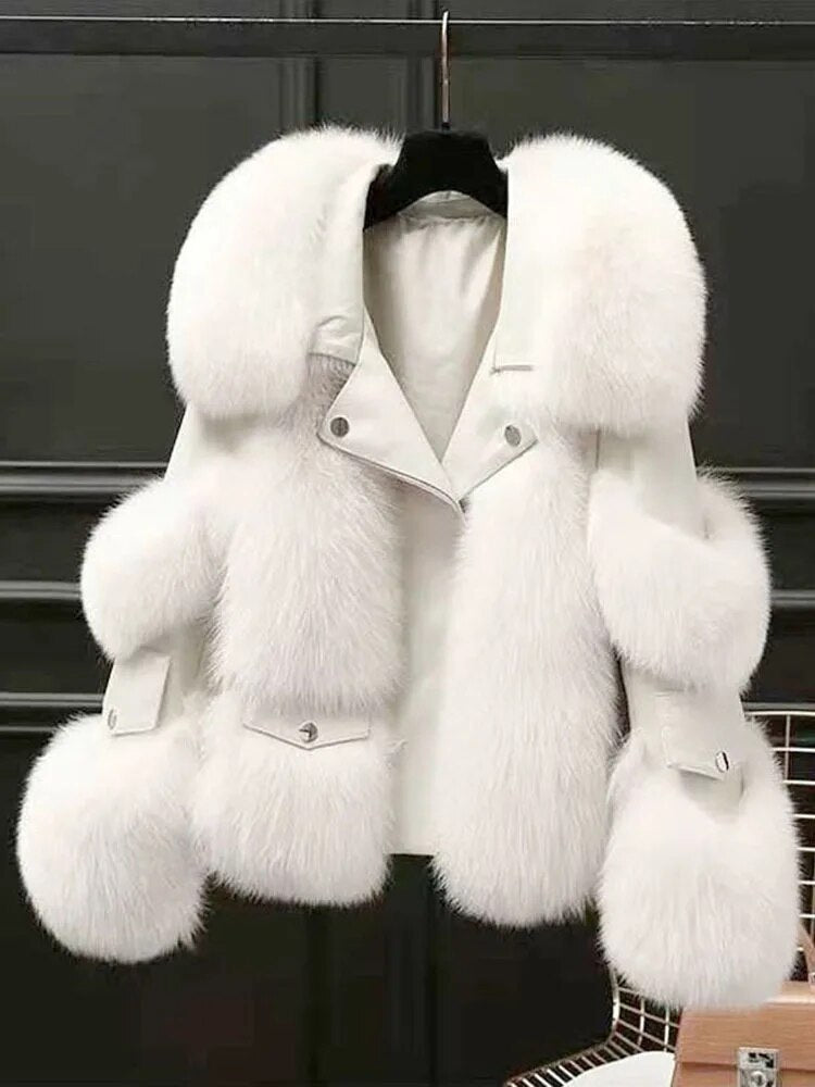 Lapel Full Sleeve Zipper Elegant Warm Thick Jacket - Neon North Clothing