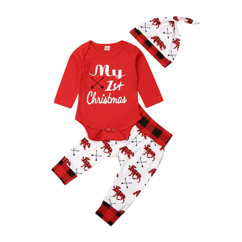 0 - 18 Months My First Christmas Romper Set 2PCS for Baby's First Holiday - Neon North Clothing