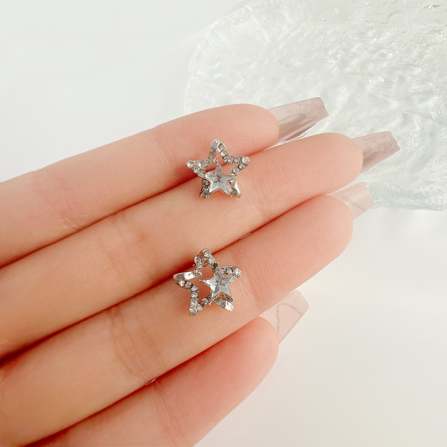 Diamond Inlaid Hollowed Out Star Zircon Earrings - Neon North Clothing