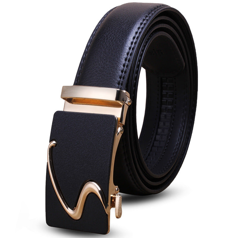 Mens Leather Belt Automatic Buckle - Genuine Leather for Comfort and Style - Neon North Clothing