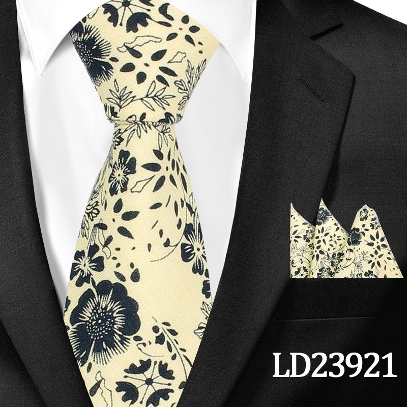 Casual Floral Pocket Square Set - Cotton Floral Print 6cm Tie Pocket Square 2 Piece Set - Neon North Clothing