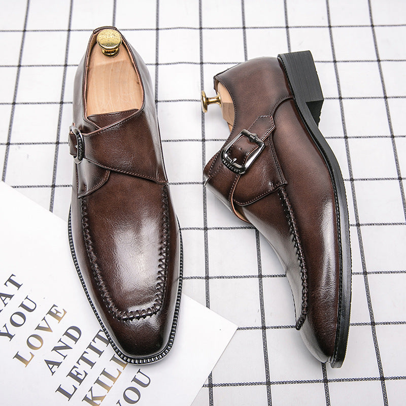 Fashion Square Buckle Leather Shoes for a Trendy Style