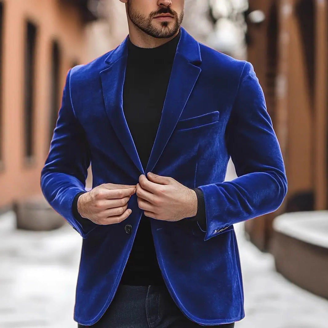 Velvet Blazer for Men – Slim-fit Wedding Suit for Stylish Occasions