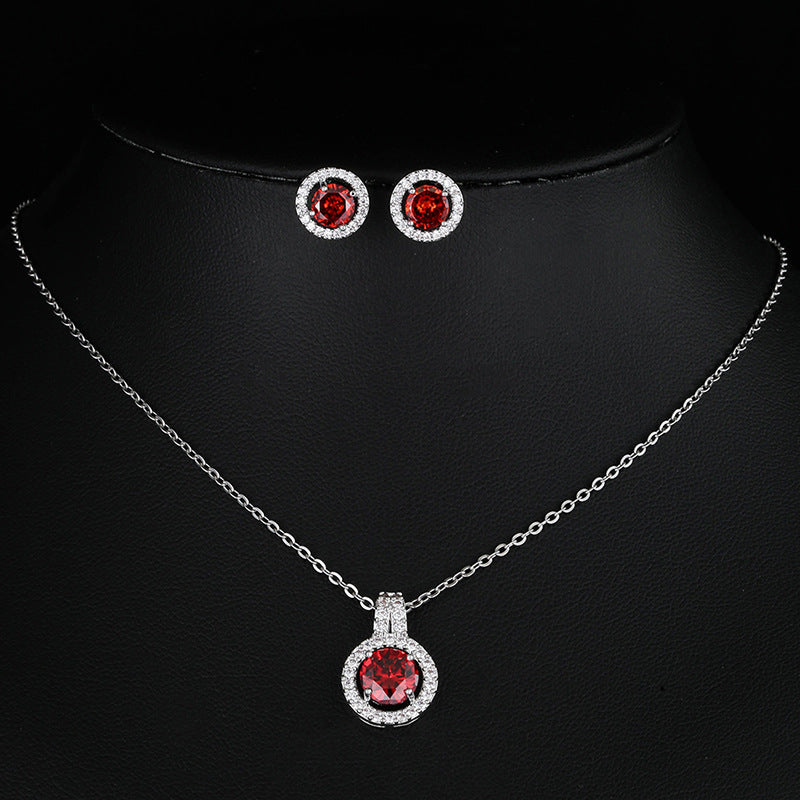 Two-piece Zircon Necklace and Earrings Set for Elegant Style