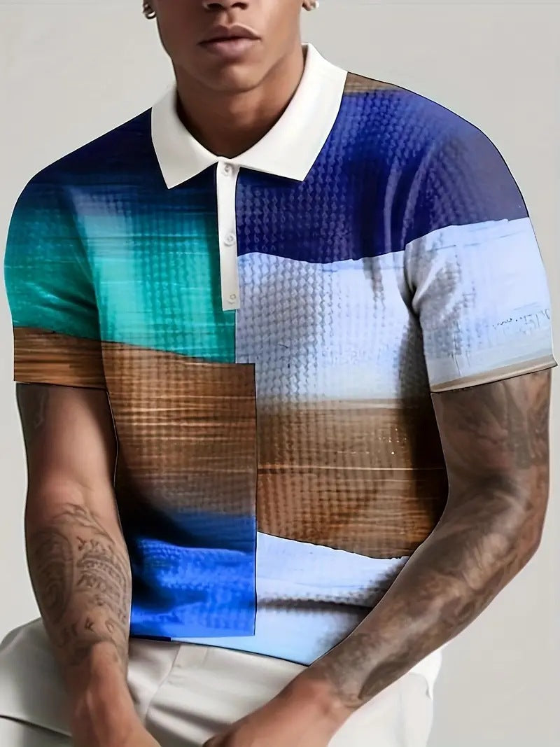 Men's Breathable Polo Shirt - Graphic 3 Quarter Zip Style - Neon North Clothing