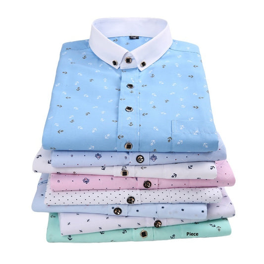 Men's Printed Dress Shirt with Angled Cuffs and Long Sleeves - Neon North Clothing