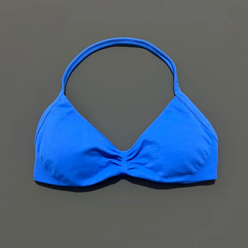 Strappy Backless Yoga Gym Bra with Push-up Removable Cups - Neon North Clothing