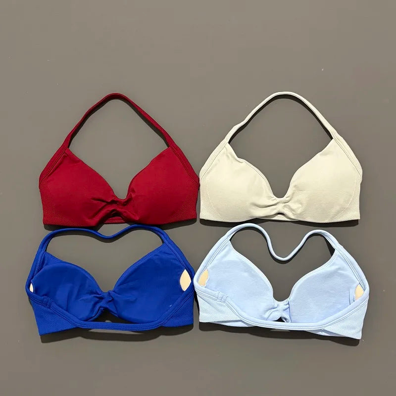 Strappy Backless Yoga Gym Bra with Push-up Removable Cups - Neon North Clothing