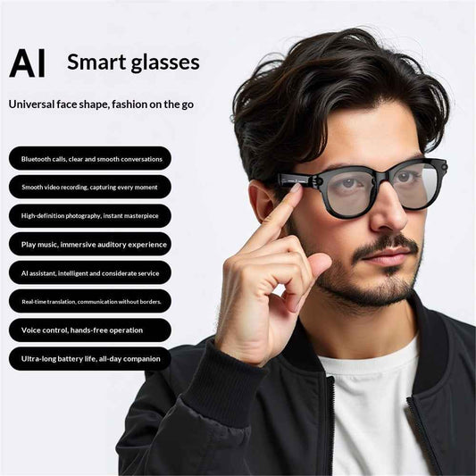 Smart Bluetooth Glasses with Bluetooth Calling, Photo and Video Recording, AI Translation, Recognition, and Music Playback