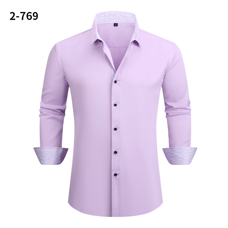Men's Stretch Business Casual Shirt - Long-sleeved Slim Fit with Four-way Stretch