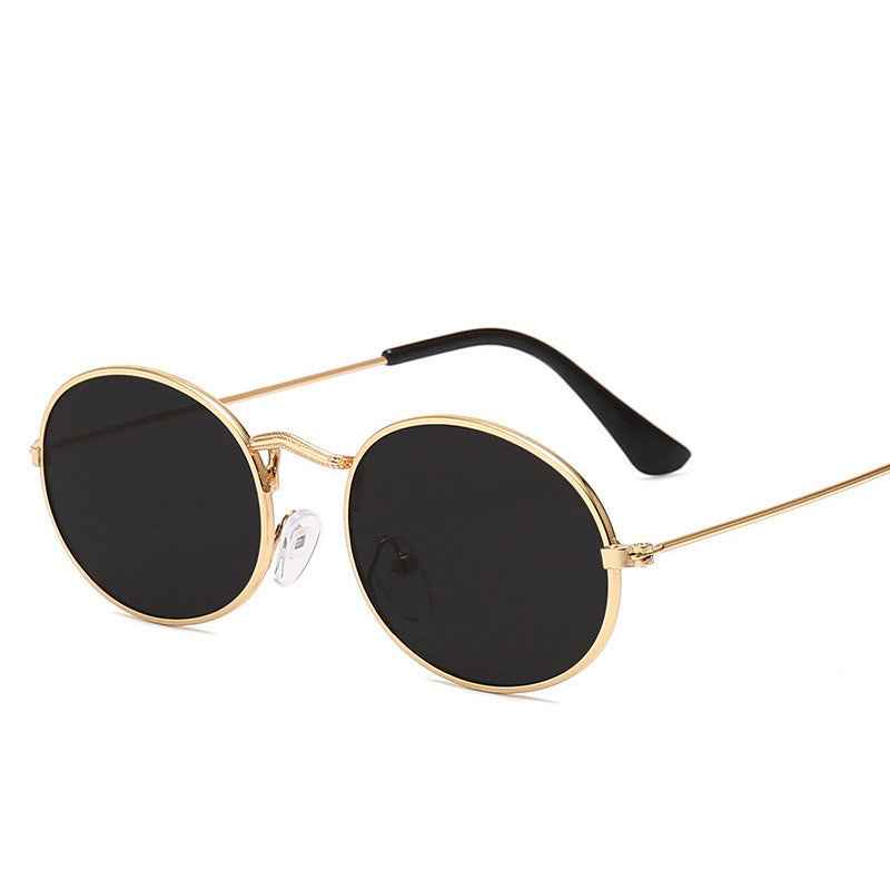New Trend Retro Round Frame Sunglasses for Men and Women - Metal Water Drop Oval Sunglasses