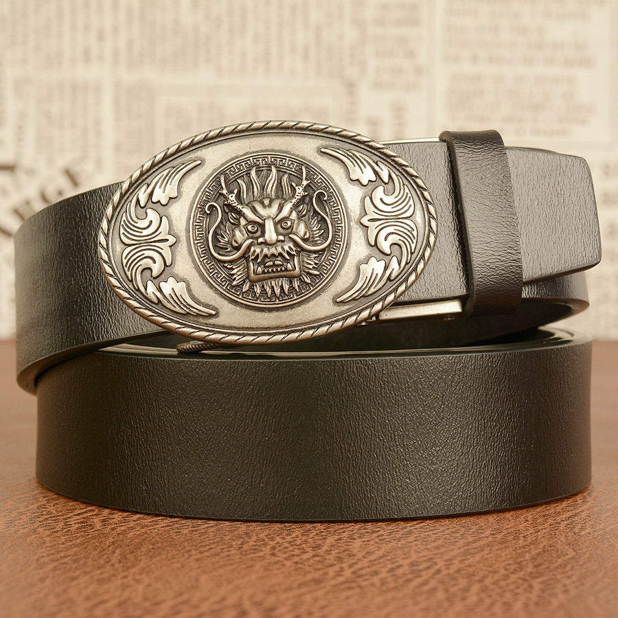 Men's Cowhide Ethnic Belt - Real Cowhide Faucet Automatic Style - Neon North Clothing