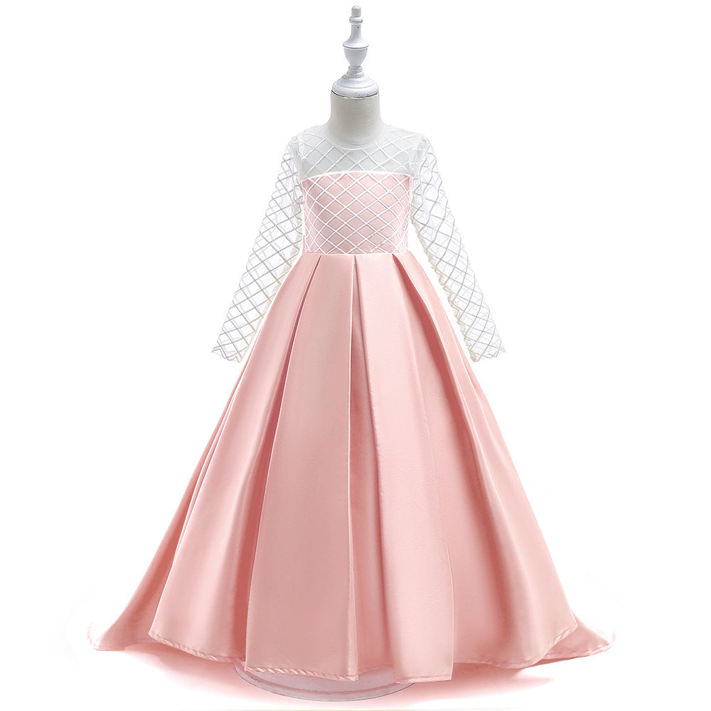 Mesh Long Sleeve Girls Dress for Elegant Casual Wear