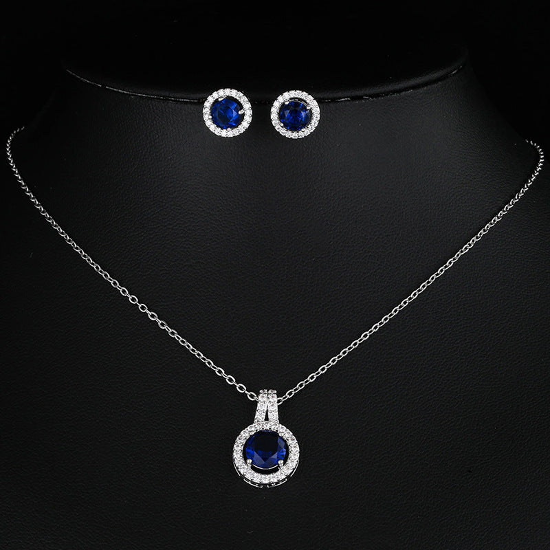 Two-piece Zircon Necklace and Earrings Set for Elegant Style
