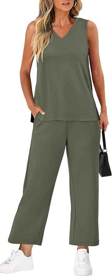 V-neck Vest and Pants Set for Effortless Casual Style