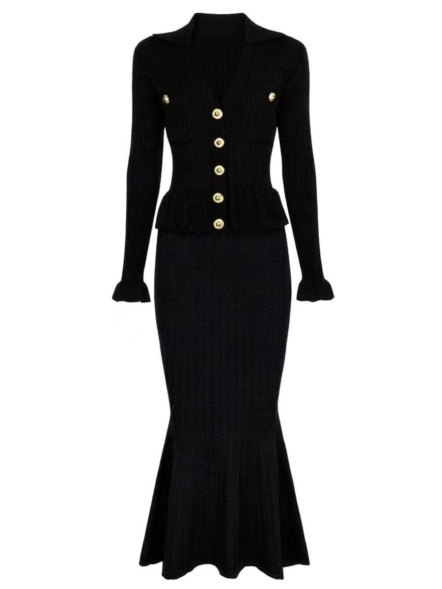 Long Sleeve Fitted Slimming Mermaid Dress - Neon North Clothing