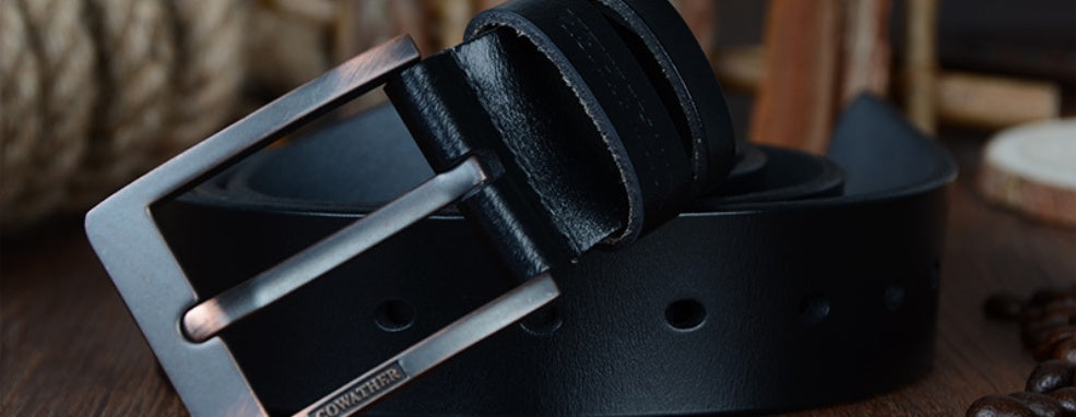 Genuine Leather Men's Belt with Pin Buckle Design - Neon North Clothing