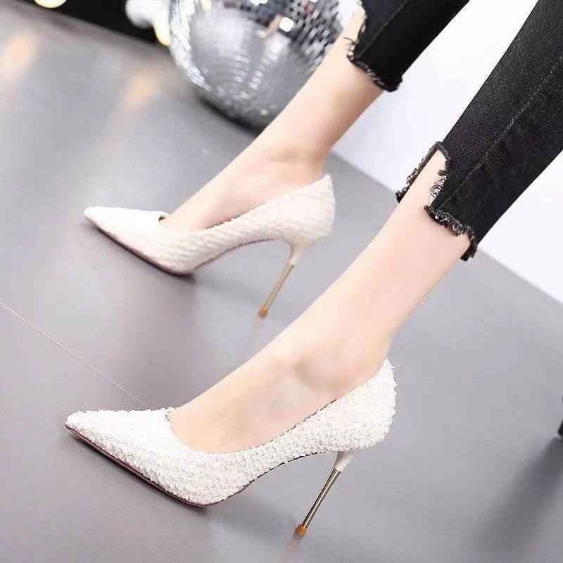 New White High Heel Stiletto Shoes for Women - Pointed Toe Elegance