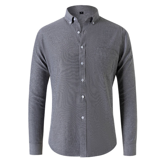 Cotton Long-sleeved Men’s Shirt - Casual Solid Color Regular Fit