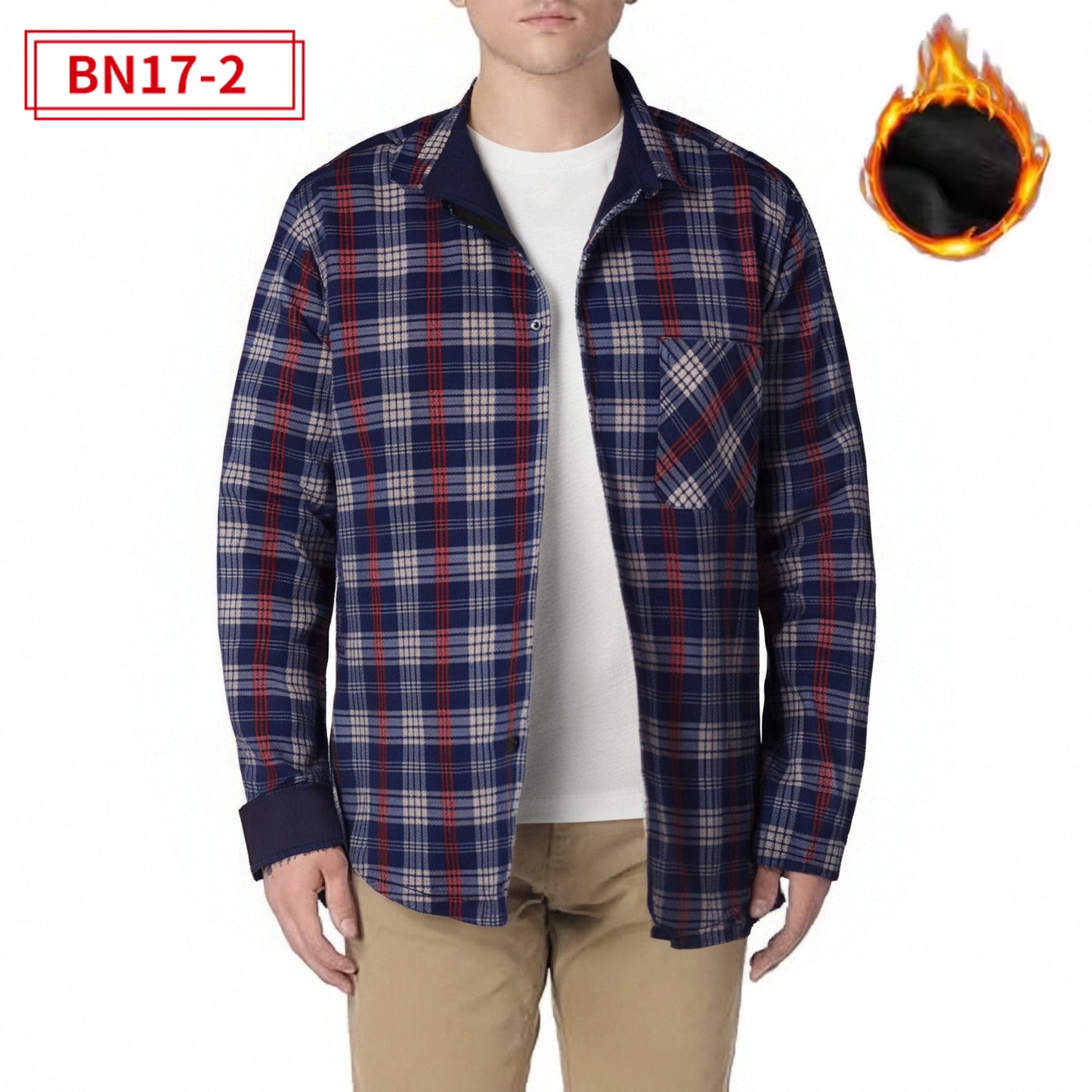 Fleece-lined Plaid Shirt For Warmth